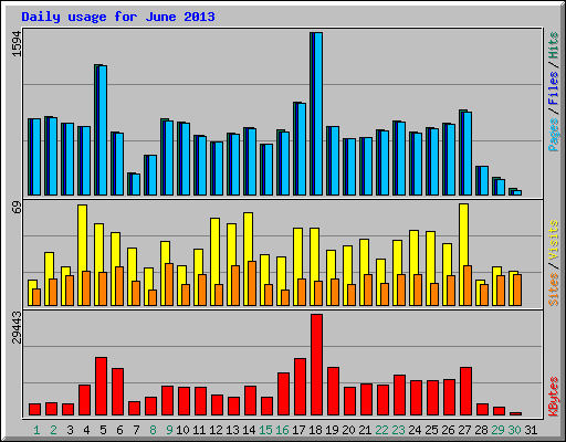 Daily usage for June 2013